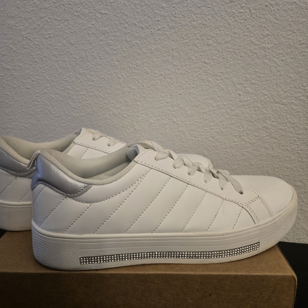 Primark White Women's Sneakers with Silver Accents
